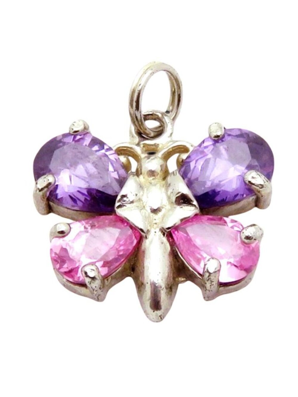 Vintage 925 Sterling Silver Jezlaine Jeweled Butterfly Charm/Pendant
